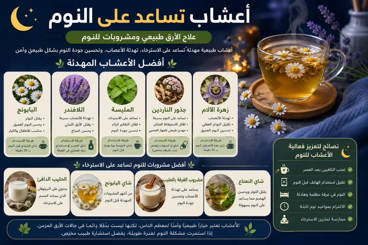 أعشاب تساعد على النوم: أفضل الحلول الطبيعية لعلاج الأرق وتحسين جودة النوم