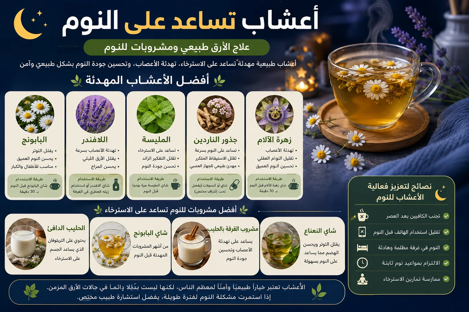 أعشاب تساعد على النوم: أفضل الحلول الطبيعية لعلاج الأرق وتحسين جودة النوم