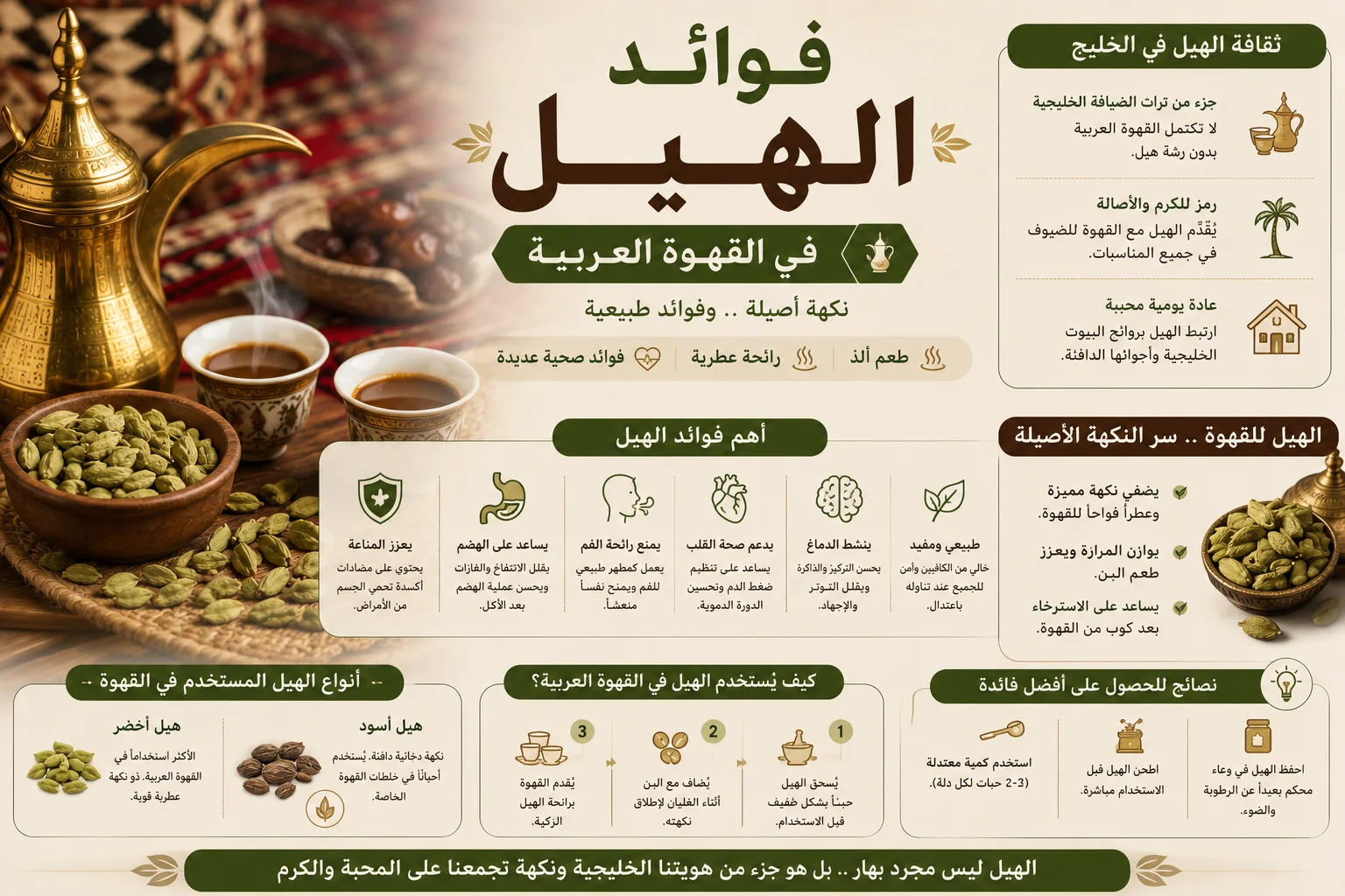 فوائد الهيل في القهوة العربية وثقافة استخدامه في دول الخليج